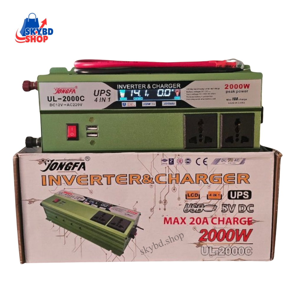 Yonfa 2000 Watt Digital 4in1 Inverter And Charger DC 12 Volt to AC 220 Volt