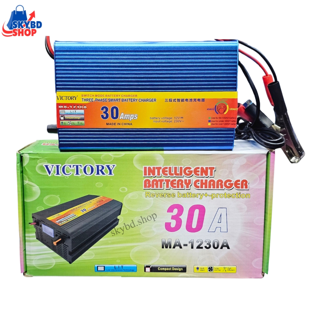 Battery charger 12v 30A full Auto with Display Analuge Meter for Car Truck Auto rickshaw Bikes IPS Industrial wet dry Battery Charging