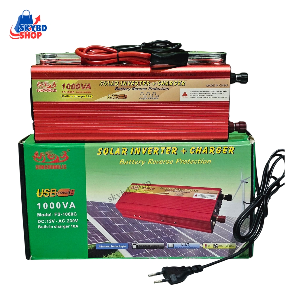 Sunchonglic 1000W  Inverter with Charger 1000W / Solar Power Inverter 12V 220V With Battery Charger. FS-1000C