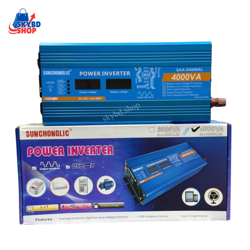 Sunchonglic Digital 4000W Solar Power Inverter 12V To 220V
