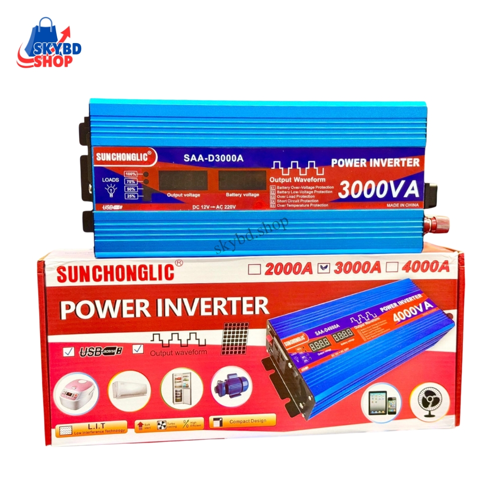 Sunchonglic Digital 3000W Solar Power Inverter 12v to 220V